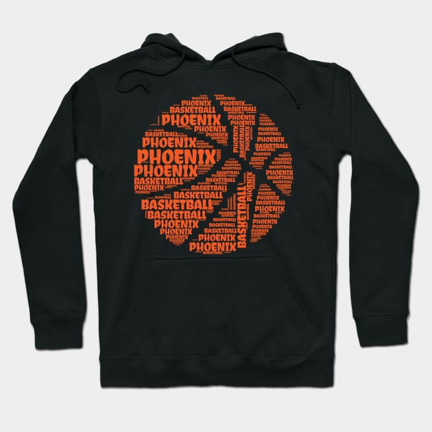 Phoenix Typography Design Basketball Hoodie by jodotodesign